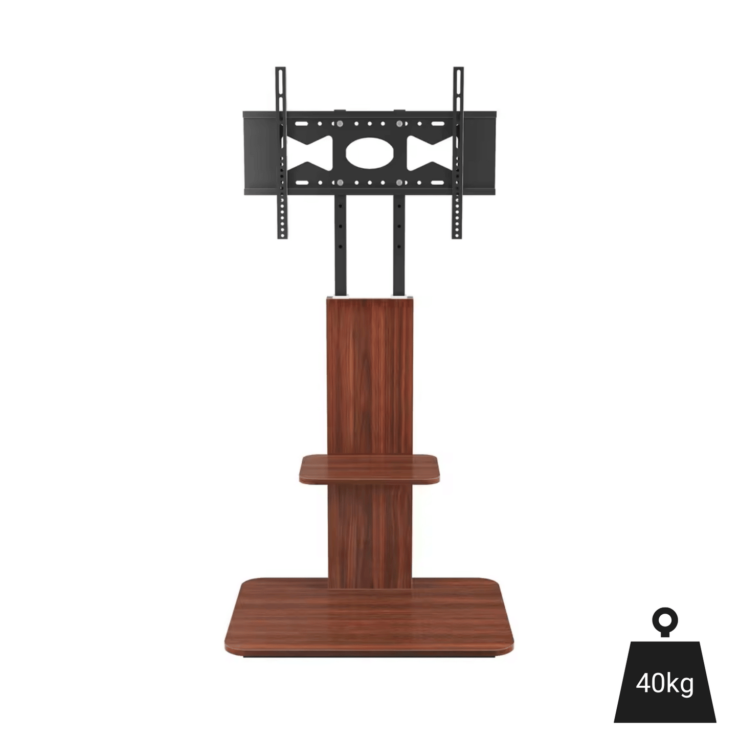 WoodStand 718 – Support TV sur Pied Design avec Étagères 32" à 65"