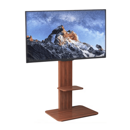 WoodStand 718 – Support TV sur Pied Design avec Étagères 32" à 65"