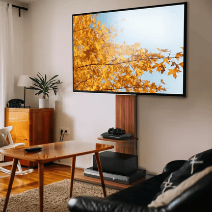 WoodStand 718 – Support TV sur Pied Design avec Étagères 32" à 65"