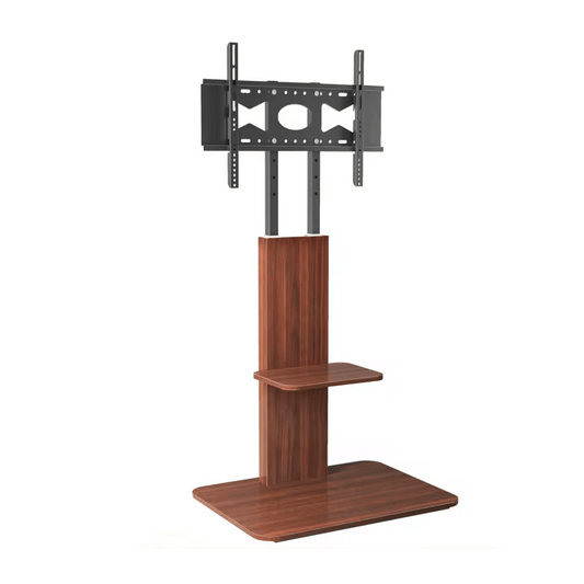 WoodStand 718 – Support TV sur Pied Design avec Étagères 32" à 65"